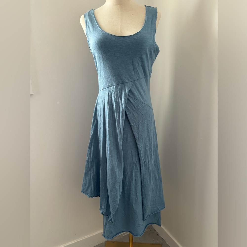 Sundance Slate Blue Sleeveless Layered Skater Midi Dress
